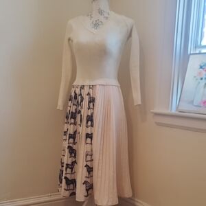 Cream and Black Horse Pattern Dress